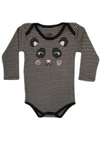 BODY MANGA LONGA LISTRADO PANDA FEMININO - REFERÊNCIA 2961