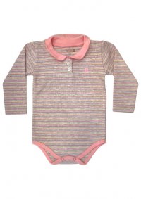 BODY POLO MANGA LONGA LISTRADO FEMININO - REFERÊNCIA 3930