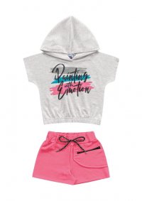 CONJUNTO BLUSA COM CAPUZ E SHORT FEMININO - REF: 9669