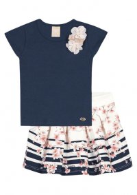 CONJUNTO BLUSA E SAIA SHORT FEMININO - REFERÊNCIA 172061