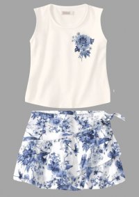 CONJUNTO BLUSA E SAIA SHORT FEMININO - REFERÊNCIA 55079