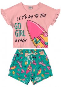 CONJUNTO BLUSA E SHORT ESTAMPADO FEMININO - REF: 313100