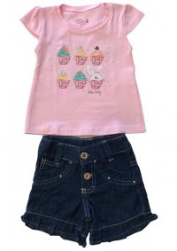 CONJUNTO BLUSA E SHORT JEANS FEMININO - REFERÊNCIA 3079