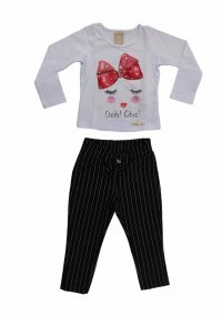 CONJUNTO BLUSA MANGA LONGA COM CALÇA MENINA - REFERÊNCIA 171868