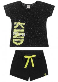 CONJUNTO BLUSA NEON E SHORT MOLETINHO - REF: 251436