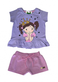 CONJUNTO BLUSA PRINCESA E SHORT FEMININO