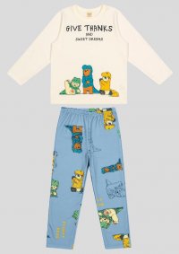 PIJAMA BLUSA MANGA LONGA E CALÇA URSO MASCULINO - REF: 24961